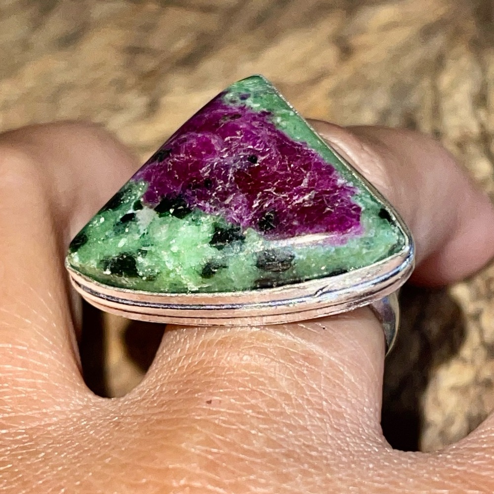 Anyolite Ruby Green Zoisite Ring Size 7 1/2